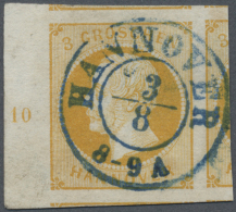 Hannover - Marken Und Briefe: 1859, Freimarke König Georg V. 3 Gr Gelborange, Links Mit Randnummer 10, Extrem Breit - Hannover