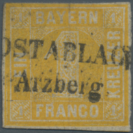 Bayern - Postablagestempel: "Arzberg POSTABLAGE" Klar Und Zentrisch Auf 1 Kr. Gelb (Marke Hat Kleine Mängel) - Autres & Non Classés