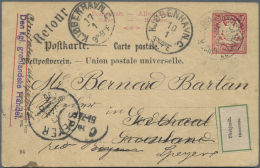 Bayern - Ganzsachen: 1886, 10 Pfg. Ganzsachenkarte Bedarfsgebraucht Mit Bahnpost-Stempel "K.B.BAHNPOST SCHFF.-LAUTB. 6.1 - Altri & Non Classificati