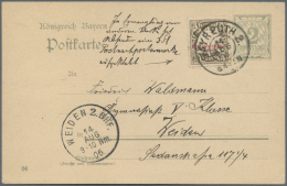 Bayern - Portomarken: 1906, Portomarke 3 Pf. (oxidiert) Als Zusatz Auf Privater Postkarte 2 Pf. Ziffer Auf Raute Mit K2 - Autres & Non Classés