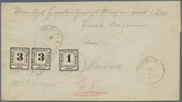 Bayern - Portomarken: 1870, Portomarken 1 Kr. Und Waagrechtes Paar 3 Kr. Beide Einwandfrei Gezähnt Mit WZ Rauten 15 - Altri & Non Classificati