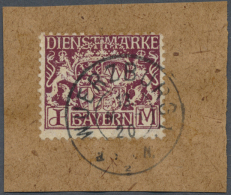 Bayern - Dienstmarken: 1916, 1 M Dunkellila Sauber Gestempelt Auf Briefstück, Echt Und Einwandfrei, Fotokurzbefund - Altri & Non Classificati