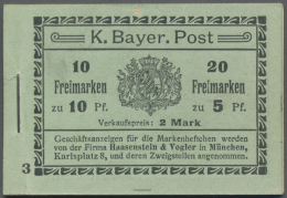 Bayern - Markenheftchen: 1911/1912, Markenheftchen Mit Allen Zwischenblättern Und 1x HBl 1 (R56) + 4x HBl 2 (R19, 2 - Andere & Zonder Classificatie