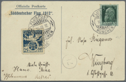 Bayern - Marken Und Briefe: 1912, Halbamtliche Flugpostmarke 25 Pf. "BAEC" + Luitpolt 5 Pf. Auf Off. Postkarte (übl - Autres & Non Classés