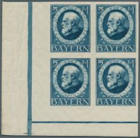 Bayern - Marken Und Briefe: 1914, 5 Mark Luitpold Friedensdruck Im Postfrischen Eckrand-Viererblock Links Unten, Jeder W - Other & Unclassified