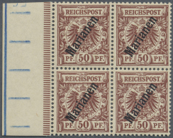 Deutsche Kolonien - Marianen: 1900, 50 Pf. Krone/Adler Mit Steilem Aufdruck Als Postfrischer 4-er Block Vom Linken Seite - Mariana Islands