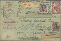 Deutsche Kolonien - Kiautschou - Besonderheiten: Incoming Mail: 1907, 5 M. (9), 1 M., 50 Pfg. Und 40 Pfg. Germania Vorde - Kiauchau