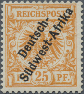 Deutsch-Südwestafrika: 25 Pfg. Aufdruck In 3 Worten, Abart " I Von Reichspost Oben Gespalten". Sehr Seltenes St&uum - German South West Africa