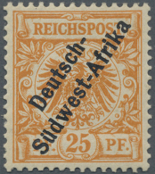 Deutsch-Südwestafrika: 1901, 25 Pf Freimarke "Krone/Adler" Mit Schwarzem Buchdruck-Aufdruck. Ungebrauchtes Exemplar - Duits-Zuidwest-Afrika