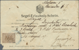 Deutsch-Ostafrika - Besonderheiten: 1909, (16.8.), Vordruckformular "Segel-Erlaubnis-Schein" (kleiner Abriss Links Unten - Duits-Oost-Afrika