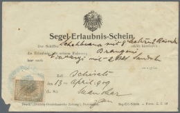 Deutsch-Ostafrika - Besonderheiten: 1909, (13.4.) Vordruckformular "Segel-Erlaubnis-Schein" (kleiner Eckabriss Links Unt - Duits-Oost-Afrika