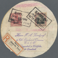 Deutsche Post In Der Türkei: 1914, RAISINS LID LABEL The Can Top:.. Franked With 20 Ps AND 2 ½ Pia, JE R3 "S - Turquie (bureaux)