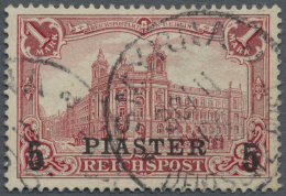 Deutsche Post In Der Türkei: 1903, 5 PIA Auf 1 M. Reichspost Mit Aufdrucktype II Und Seltenem PLATTENFEHLER "Farbst - Turkey (offices)