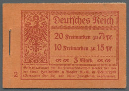 Deutsches Reich - Markenheftchen: 1917, 3 M. Germania-Markenheftchen Mit ONr. 2, Komplett Mit Allen Dgz. Heftchenbl&auml - Booklets