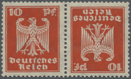 Deutsches Reich - Weimar: 1925, Deutsches Reich 10 + 10 Pfg. Reichsadler Orangerot Im KEHRDRUCKPAAR Aus Nicht Verausgabt - Ongebruikt