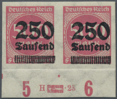 Deutsches Reich - Inflation: 1923, 250 T. Auf 500 M., Ungezähntes Waagerechtes Paar Vom Unterrand Mit HAN In Tadell - Unused Stamps