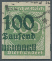 Deutsches Reich - Inflation: 1923, 100 Tsd. Auf 400 Mark Freimarke “Ziffer”, UNGEZÄHNT, Zeitgerecht Ent - Usati