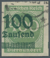 Deutsches Reich - Inflation: 1923, 100 Tsd. Auf 400 Mark Freimarke “Ziffer”, UNGEZÄHNT, Zeitgerecht Ent - Oblitérés