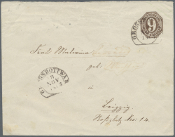 Württemberg - Ganzsachen: 1862, GA-Umschlag 9 Kr. Schwarzbraun, Format B Und Klappenstempel Mit Fünf Ringen, G - Other & Unclassified