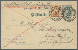 Württemberg - Marken Und Briefe: 1890, 25 Pfg. Orange Als Portogerechte Zufrankatur Auf 2 Pfg. Ganzsachenkarte Als - Sonstige & Ohne Zuordnung