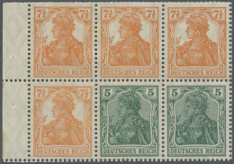 Deutsches Reich - Markenheftchenblätter: 1910 - 1919, 5 + 7½ Pf. Germania Heftchenblatt Orange + Grün, - Markenheftchen