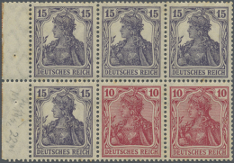 Deutsches Reich - Markenheftchenblätter: 1919, Freimarke Germania 15+10Pf. Heftchenblatt Grauviolett + Rot, Winzige - Libretti