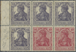 Deutsches Reich - Markenheftchenblätter: 1919, Freimarke Germania 15+10Pf. Heftchenblatt Grauviolett + Rot, Winzige - Markenheftchen