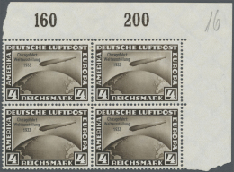 Deutsches Reich - 3. Reich: 1933. Chicagofahrt 4 M Im ER-4er-Block. Marken Postfrisch, OR Mit Falzrest. (Mi. 1.200,-) - Unused Stamps