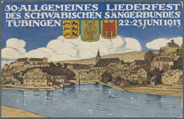 Ansichtskarten: Partie Mit 48 Ansichtskarten Und Privat-Ganzsachen, Dabei Lithos, Karten Zu Ausstellungen Und Ereignisse - 500 Cartoline Min.