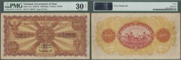 Thailand: 100 Baht 1930 P. 21b, Rare Hight Denomination Note Of The Government Of Siam, PMG Graded 30 VF NET. - Thailand