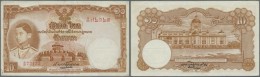 Thailand: 10 Baht 1939 P. 35a, 3 Light Vertical Folds, No Holes Or Tears, Paper With Original Crispness, Condition: VF+. - Thailand