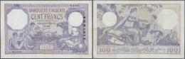 Tunisia / Tunisien: 100 Francs 1933 P. 10b, Used With Folds, Pressed, Very Light Staining, No Holes, No Tears, Still Som - Tunesien