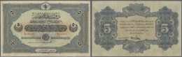 Turkey / Türkei: 5 Livres 1916 P. 91, Vertically Folded Several Times, No Holes Or Tears, Still Stong Paper, Condit - Türkei