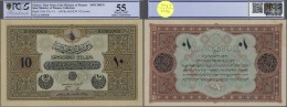 Turkey / Türkei: Rare Specimen Note 10 Livres ND(1918) AH1334 P. 110s, State Ministry Of Finance, With Perforation - Türkei