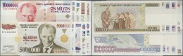 Turkey / Türkei: Set Of 10 Notes Containing All Higher Denominations Of The Early 1990s From P. 205-213 As Well As - Türkei