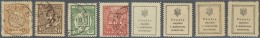 Ukraina / Ukraine: Set With 10, 20, 40 And 50 Shahiv ND(1918) Stamp Money, P.7, 8, 10a, 11a, All Postally Used With Post - Ukraine