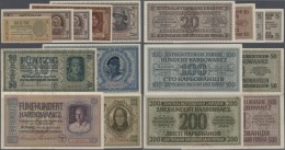 Ukraina / Ukraine: Zentralnotenbank Ukraine Set With 1, 2 X 5, 10, 20, 50, 100, 200 And 500 Karbowanez 1942, P.49, 51-57 - Ukraine