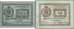 Ukraina / Ukraine: City Of CZERNOVITZ 20 Heller And 1 Krone 1914, P.NL (Kardakov K.14.1.1 And 14.1.9). 20 Heller In Well - Ukraine