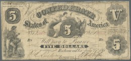 United States Of America - Confederate States: 5 Dollars 1861, P.8 In Heavily Used Condition With Restored Back Side. Ev - Devise De La Confédération (1861-1864)