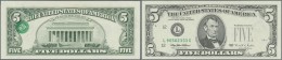 United States Of America: 5 Dollars Federal Reserve Note, Series 1995, P.498, Misprint, Green Seal "Department Of The Tr - Sonstige & Ohne Zuordnung