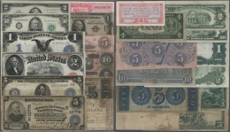 United States Of America: Very Interesting And High Value Lot With 22 Banknotes USA, Confederate States And Hawaii Conta - Sonstige & Ohne Zuordnung