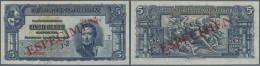 Uruguay: 5 Pesos 1939 Specimen P. 36s, Zero Serial Numbers, Red Specimen Overprint, Condition: UNC. - Uruguay
