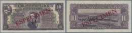 Uruguay: 10 Pesos 1939 Specimen P. 37s, Zero Serial Numbers, Red Specimen Overprint, Condition: UNC. - Uruguay