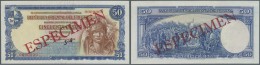 Uruguay: 50 Pesos 1939 Specimen P. 38s, Zero Serial Numbers, Red Specimen Overprint, Light Handling In Paper, Condition: - Uruguay