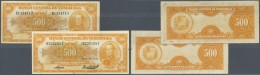 Venezuela: Set Of 2 Notes 500 Bolivares 1958 & 1956 P. 37b, The 1958 Dated Note With Crisp Paper And Folds, Minor Sp - Venezuela