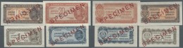 Yugoslavia / Jugoslavien: Set Of 4 Specimen Banknotes Including 1, 5, 10 And 20 Dinara 1944 Specimen P. 48s-51s, All Wit - Jugoslawien