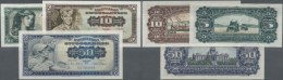 Yugoslavia / Jugoslavien: Set With 3 Banknotes Series 1965 Containing 5, 10 And 50 Dinara, P.77b, 78a, 79a, 5 Dinara Wit - Yugoslavia