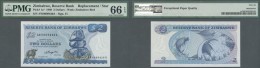Zimbabwe: 2 Dollar 1980 P. 1a With Replacement Prefix "AW", PMG Graded 66 Gem UNC EPQ. - Simbabwe
