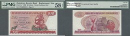 Zimbabwe: 10 Dollar 1980 P. 3a With Replacement Prefix "CW", PMG Graded 58 Choice About UNC. - Zimbabwe