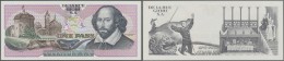 Testbanknoten: De La Rue Giori S.A. Switzerland 1 Pass Completa With Portrait Of William Shakespeare, Intaglio Printed, - Specimen